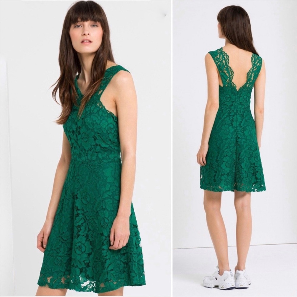 Sandro Paris Green Lace Riviera Mini Dress Size US 6 / FR 38 / Sandro 2